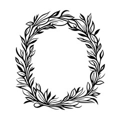 Decorative Wreath with Botanical Illustration Art