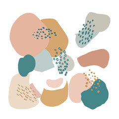 Modern boho chic style abstract illustration on transparent background.