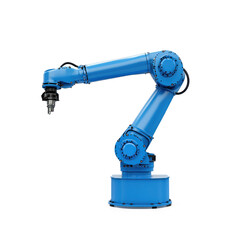 Industry Robotic Blue Arm isolate on transparent background