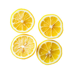 Fresh lemon slices arranged on a clean white background for culinary and decorative purposes, Fresh lemon slicesisolated on white background