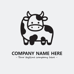 Cow illustration black and white for logo company vector image
