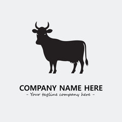 Cow illustration black and white for logo company vector image
