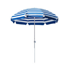Blue And White Striped Parasol beach umbrella isolate on transparent background