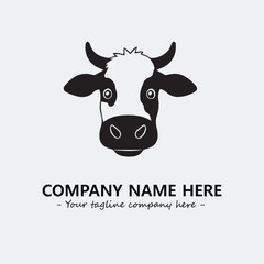 Cow illustration black and white for logo company vector image
