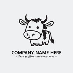 Cow illustration black and white for logo company vector image
