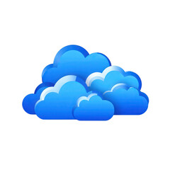 A vibrant cluster of stylized blue clouds floating against a transparent background, suggesting a serene atmosphere suitable for digital design or weather-related applications