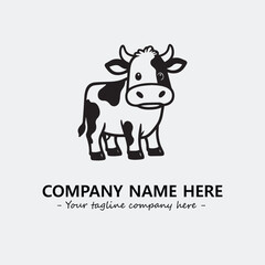 Cow illustration black and white for logo company vector image
