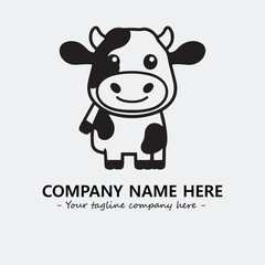 Cow illustration black and white for logo company vector image
