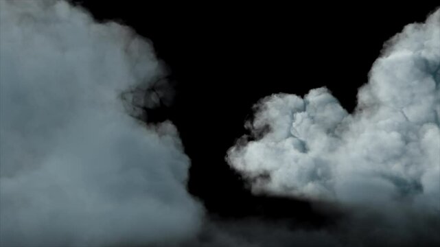 Soft fluffy clouds gently flying across transparent alpha background