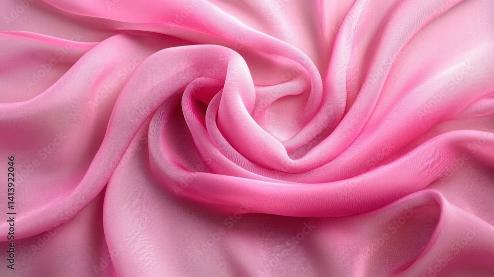 Poster luxurious pink silk folds creating a visually appealing abstract texture