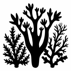 Obraz premium a various coral silhouette black color