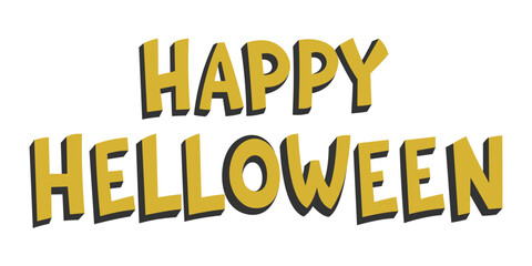 Bold Cartoon &ldquo;Happy Halloween&rdquo; Text &ndash; Fun Halloween Greeting Typography Vector

