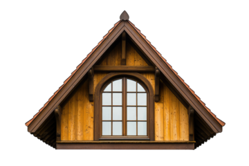 a wooden gable end featuring an arched window showcasing a warm rustic design the structure emphasizes craftsmanship and traditional architecture ideal for aesthetic appreciation or home design inspir