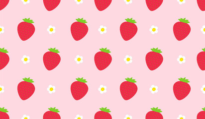 Seamless pattern with cute strawberry.