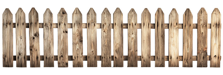 Wood picket Fence isolate on transparent background