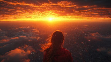 Aerial View of Mecca at Sunset from Airplane Window