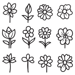 a universal icon set featuring essential symbols for leavesand flowers