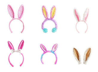 Fototapeta premium Collection of Bunny Ears headband, easter concept isolate on transparent background
