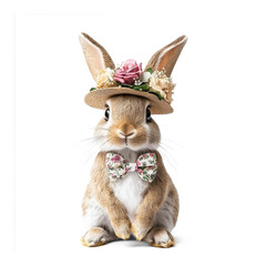 Fototapeta premium Fashion Easter bunny isolate on transparent background