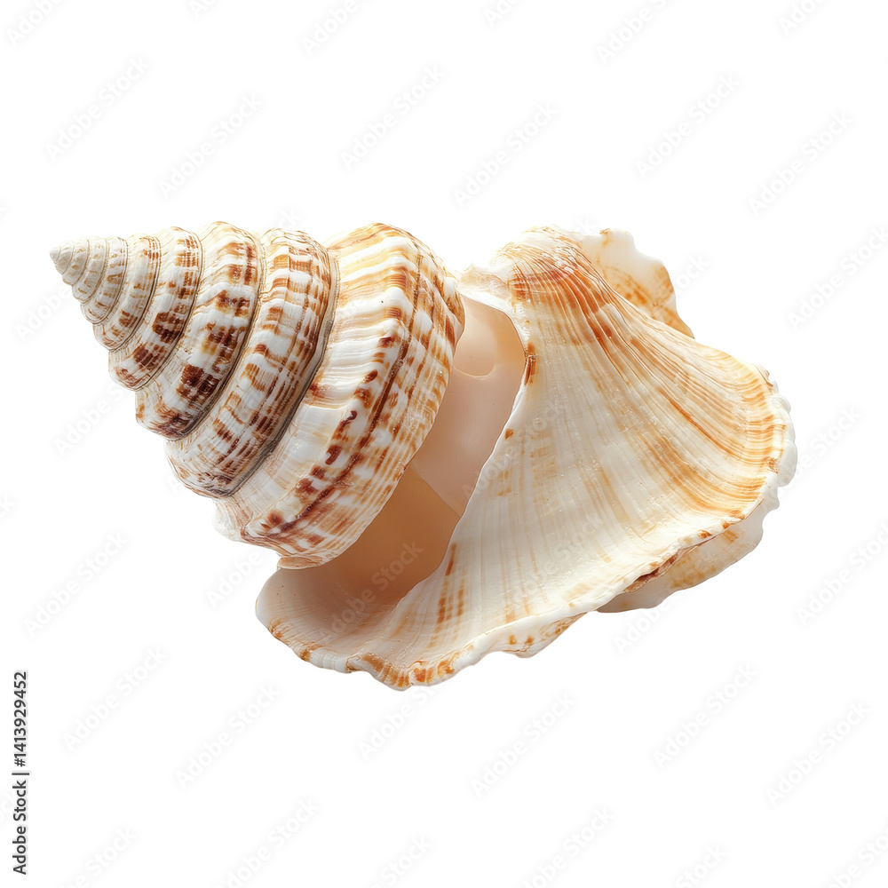 Poster seashell with spiral pattern resting on a transparent background showcasing natural beauty and intri
