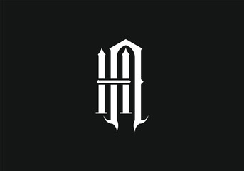 Modern Gothic Monogram HA Letter Logo on Black Background