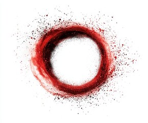 Red ring explosion on white background