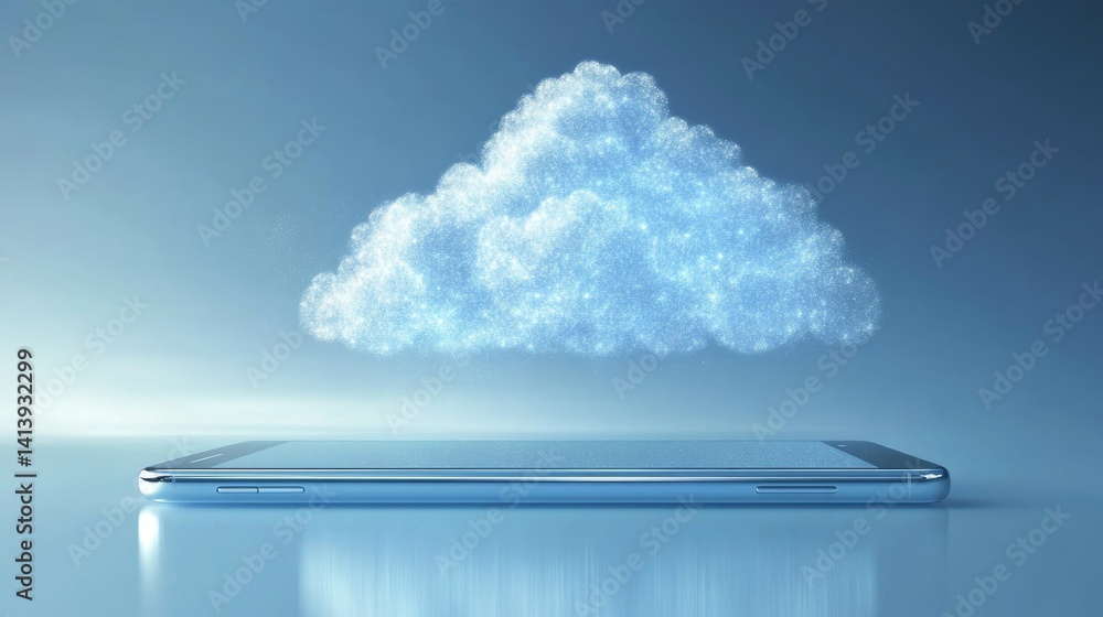 Aufkleber mobile phone with uiux interface transitioning into cloud-based ecosystem