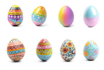 Collection of Colorful Easter egg isolate on transparent background