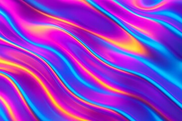 Obraz premium Vibrant Abstract Background with Flowing Iridescent Waves in Pink, Blue, and Yellow
