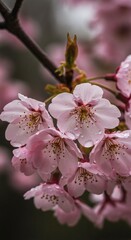 Obraz premium Delicate Pink Cherry Blossoms: A Serene Springtime Image