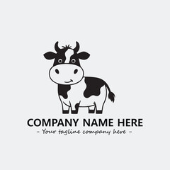 Cow illustration black and white for logo company vector image
