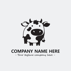 Cow illustration black and white for logo company vector image
