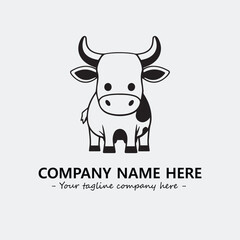 Cow illustration black and white for logo company vector image
