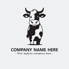 Cow illustration black and white for logo company vector image
