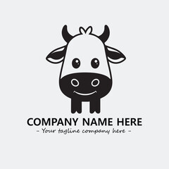 Cow illustration black and white for logo company vector image
