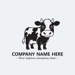 Cow illustration black and white for logo company vector image
