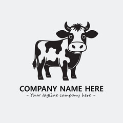 Cow illustration black and white for logo company vector image
