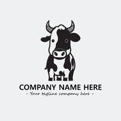 Cow illustration black and white for logo company vector image
