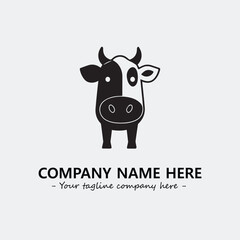 Cow illustration black and white for logo company vector image
