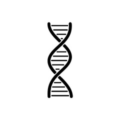 Minimalistic bold black-and-white line art illustration of a DNA helix, concept of genetics and biology, modern design