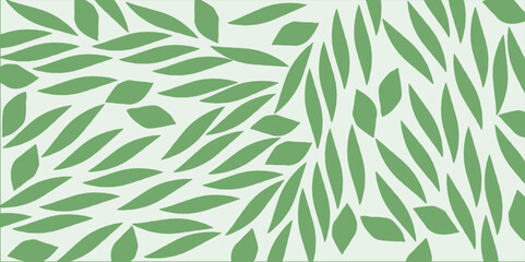 Fototapeta premium frame from green leaves on a white background. Seamless pattern green plant stems and leaves charming hand drawn simple clean minimalist design style for backgrounds wallpaper repeating pattern