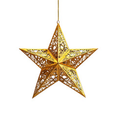 Fototapeta premium Hanging gold star of Eid mubarak isolate on transparent background