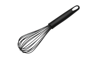 black whisk with a comfortable handle designed for mixing blending and whipping ingredients in cooking and baking its wire design allows for efficient incorporation of air into mixtures
