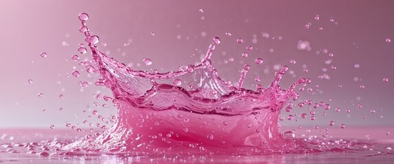 Abstract Pink Water Splash on Pink Background