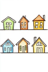 Colorful cartoon houses in a row