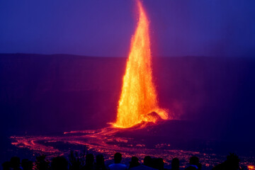 Lava erupts from Halemaumau crater at Kilauea volcano Hawaii
