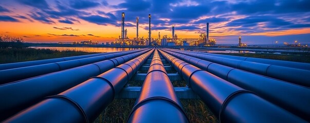 Industrial Pipeline Network at Sunset (1)