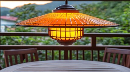 Outdoor pendant lamp illuminates patio dining area