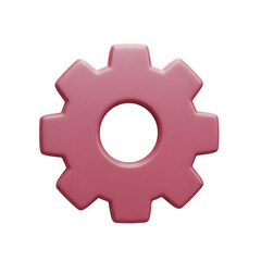 3D Pink Gear Icon Rotating on White Background - Settings Symbol