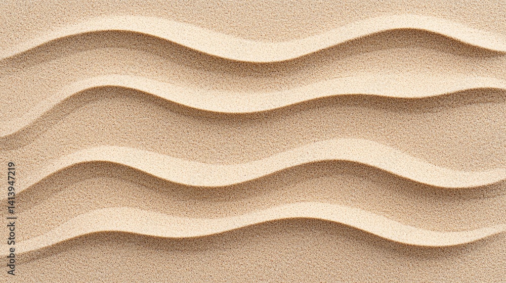 Poster a textured sandy surface with flowing wave patterns creates a serene and calming visual effect.